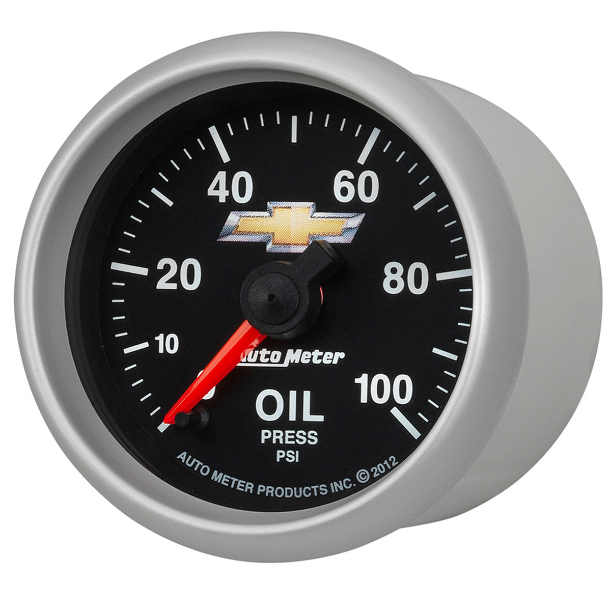 AutoMeter Gauge Oil Press 2-1/16in. 100PSI Digital Stepper Motor Chevy Gold Bowtie - 880447