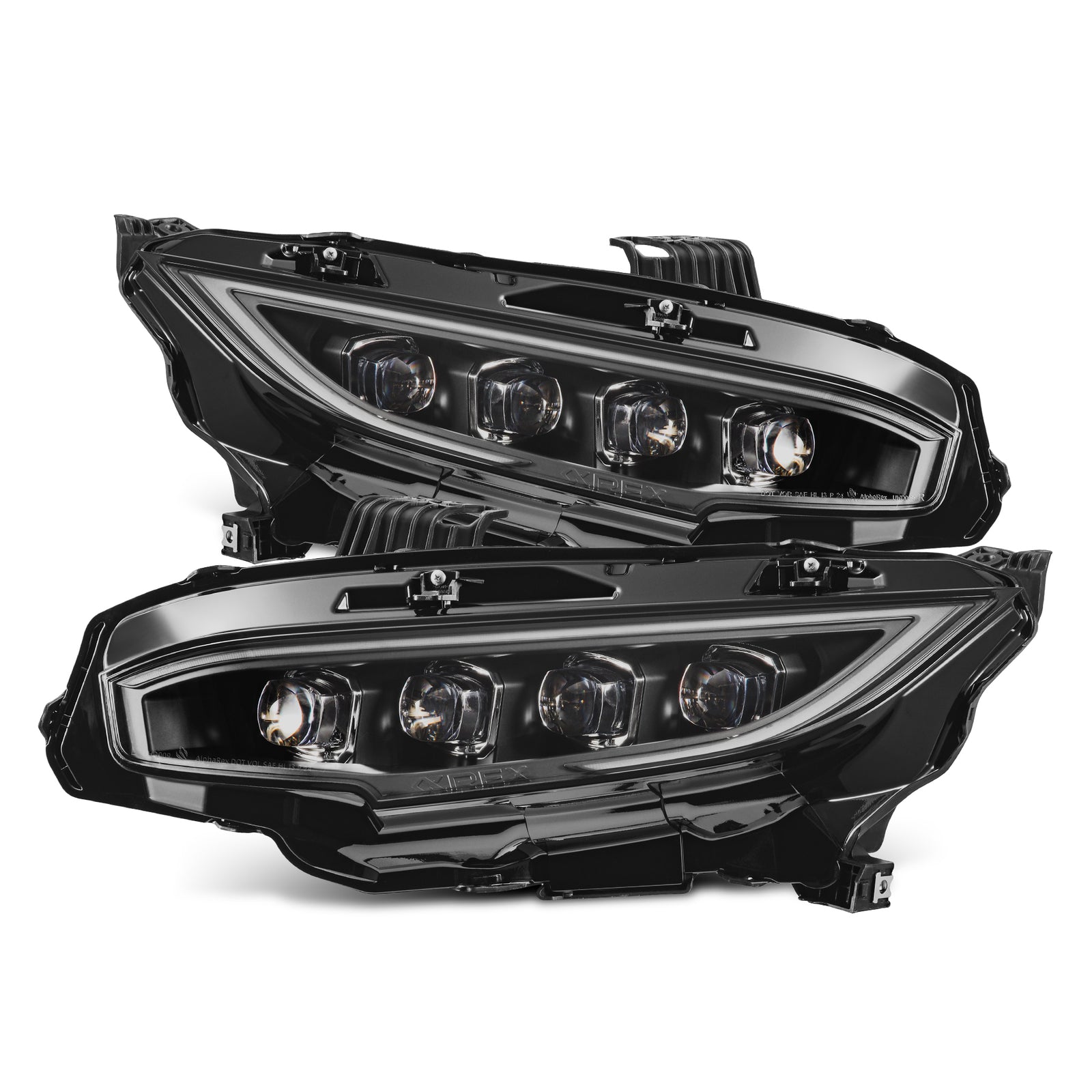 AlphaRex 16-21 Honda Civic NOVA-Series LED Proj Headlights Blk w/Activation Light & Seq.Sig / SB DRL - 880491