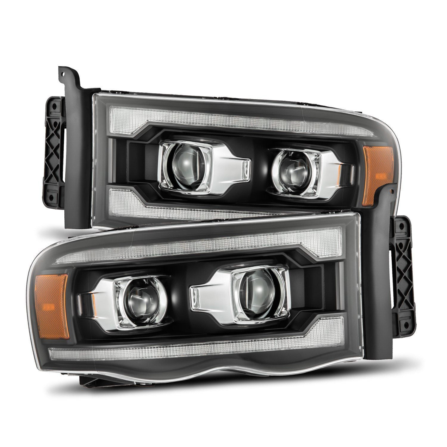 AlphaRex 02-05 Dodge Ram 1500 PRO-Series Projector Headlights Plank Style Chrome w/Seq Signal - 880571