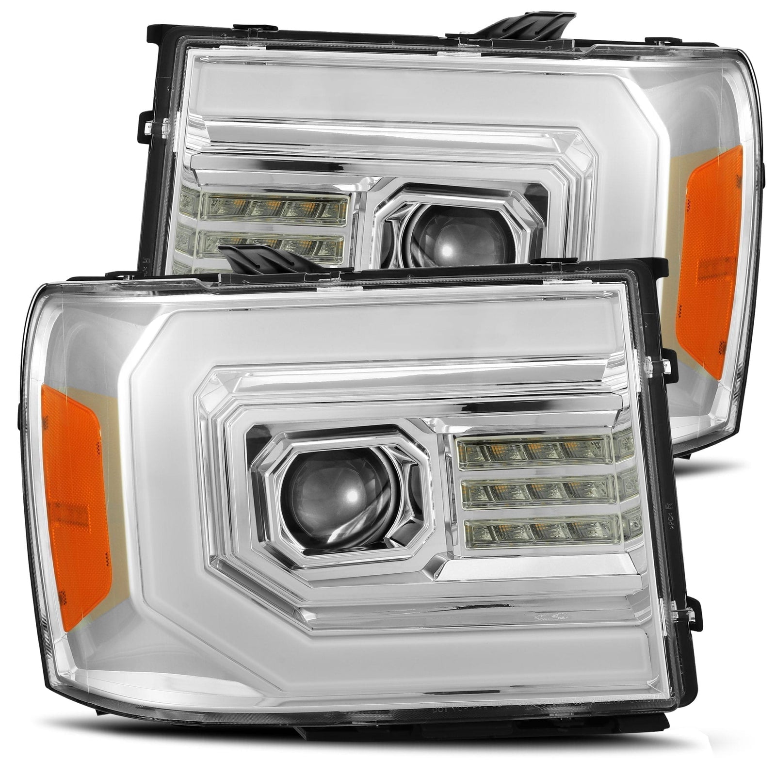 AlphaRex 07-13 GMC 1500HD PRO-Series Proj Headlights Plank Style Gloss Blk w/Activ Light/Seq Signal - 880605