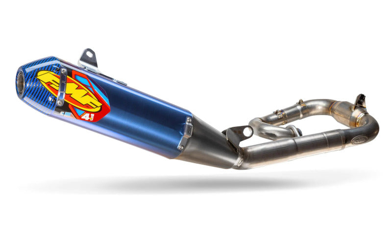 FMF Racing 19-26 Yamaha YZ250F/FX Anodized Titanium Factory 4.1 RCT Full System w/Blue Cap - 044487 - front view