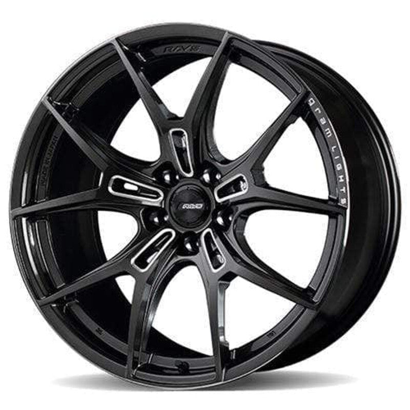 Gram Lights 57FXZ 18x9.5 +22 5-114.3 Super Dark Gunmetal &amp; Machining Rim Edge DC Wheel - WGFJX12EH8
