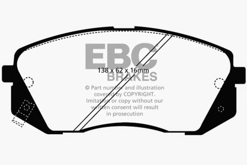 EBC 15+ Hyundai Sonata 1.6 Turbo (Elec Park Brake) Yellowstuff Front Brake Pads - DP41809R