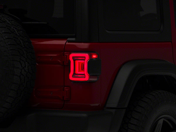 Raxiom 18-23 Jeep Wrangler JL Horizon LED Tail Lights- BlkHousing- Red Lens - J133625-JL for 2018-2026 Jeep Wrangler - front 