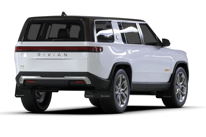 Rally Armor 22-24 Rivian R1S Black UR Mud Flap w/White Logo - MF108-UR-BLK-WH