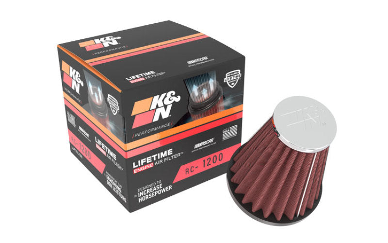 K&amp;N Universal Chrome Filter 2.063in Flange ID x 3.5in Base OD x 2in Top OD x 4in H - RC-1200