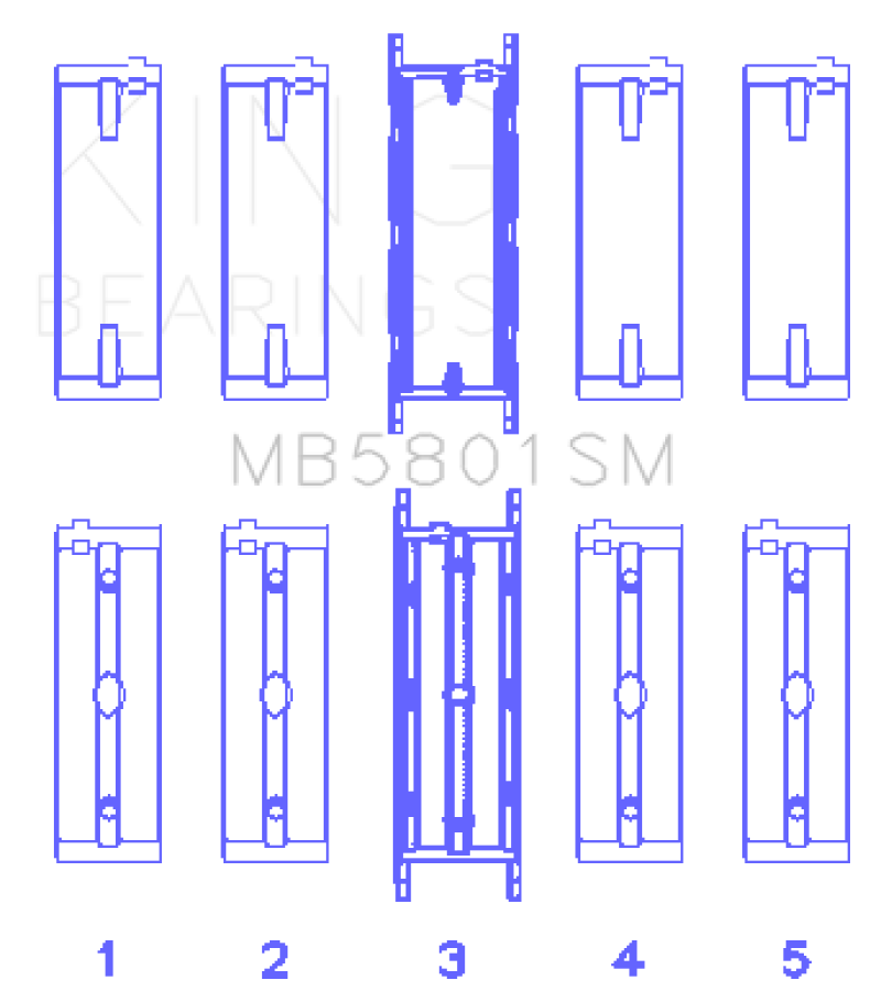 King BMW N63/S63 (Size +0.50mm) Crankshaft Main Bearing Set - MB5801SM0.5