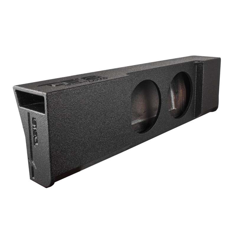 DS18 2x 12in Shallow Down Firing Underseat Ported Box Subwoofer Enclosure- Black Spray Paint Finish - EBM-DFPFORD09-2X12 - front view