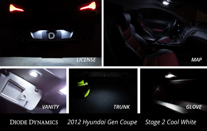 Diode Dynamics 10-16 Hyundai Genesis Coupe Interior Kit Stage 2 - Cool - White - DD0273 for 2010-2012 Hyundai Genesis Coupe -