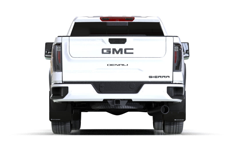 Rally Armor 20-24 GMC Sierra 2500/3500 HD Denali Black Mud Flap w/Metallic Black Logo - MF131-BLK-MBK