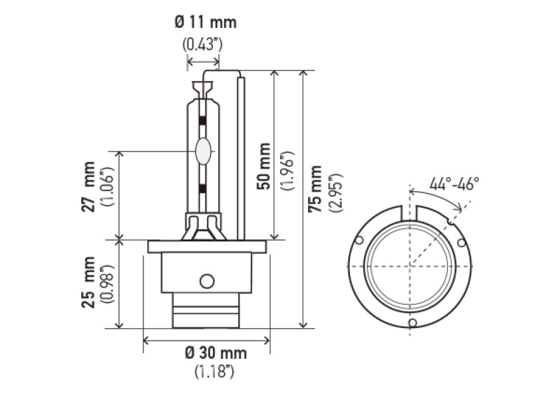 Hella Xenon D2S Bulb P32-2d 85V 35W 4300k - D2S 4300 K