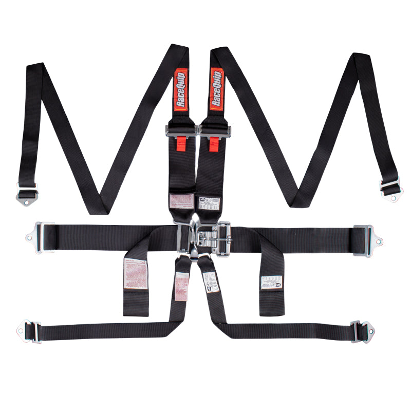 RaceQuip Black L & L 6pt HNR Seat Belt - 718008RQP
