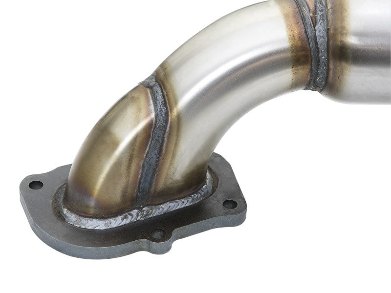aFe POWER 14-18 Chevrolet Corvette C7 &amp; Z06 Twisted Steel 3in 304 Stainless Steel Mid Pipe w/ Cat - 48-34130-1YC
