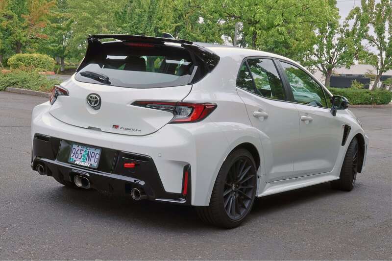 PERRIN 23-26 Toyota GR Corolla Rear Tow Hook - Red - PTP-BDY-251RD by Perrin Performance - detail view