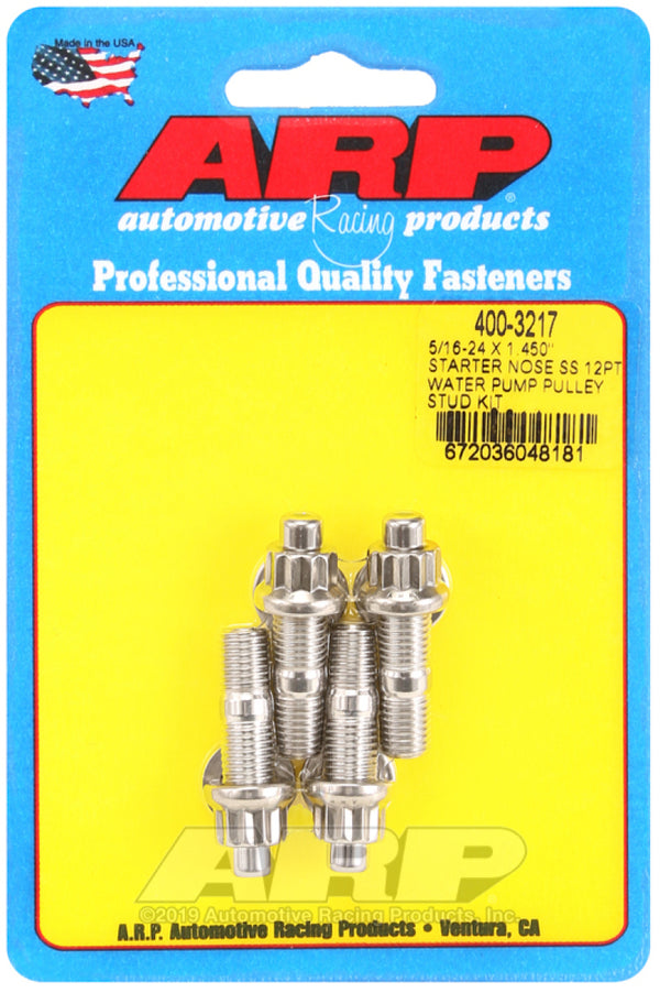 ARP 5/16-24 x 1.450 Starter Nose SS 12Pt Water Pump Pulley Stud Kit - 400-3217 by ARP