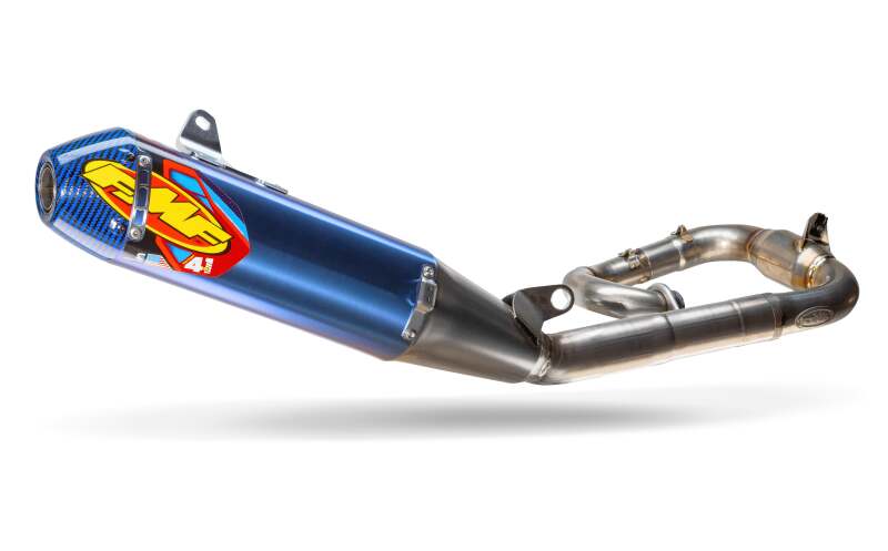 FMF Racing Yamaha YZ450F 23-25 Anod Fact 4.1 RCT w/ R. Carbon Cap Comp Sys w/TI MB Header/ Mid Pipe - 044489 - front view