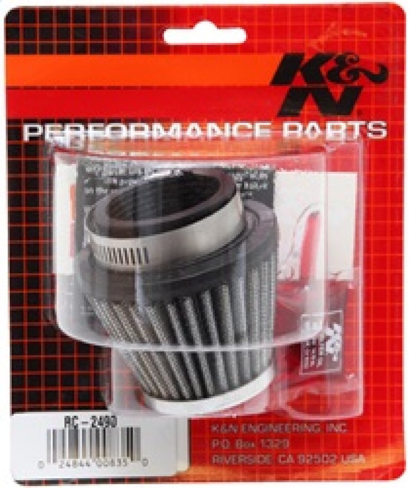 K&amp;N Universal Chrome Filter - Round Tapered - 3in Base OD x 2in Top OD x 2.375in H - RC-2490