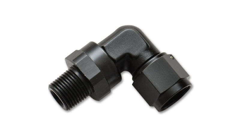 Vibrant -10AN to 1/2in NPT Female Swivel 90 Degree Adapter Fitting - 11390