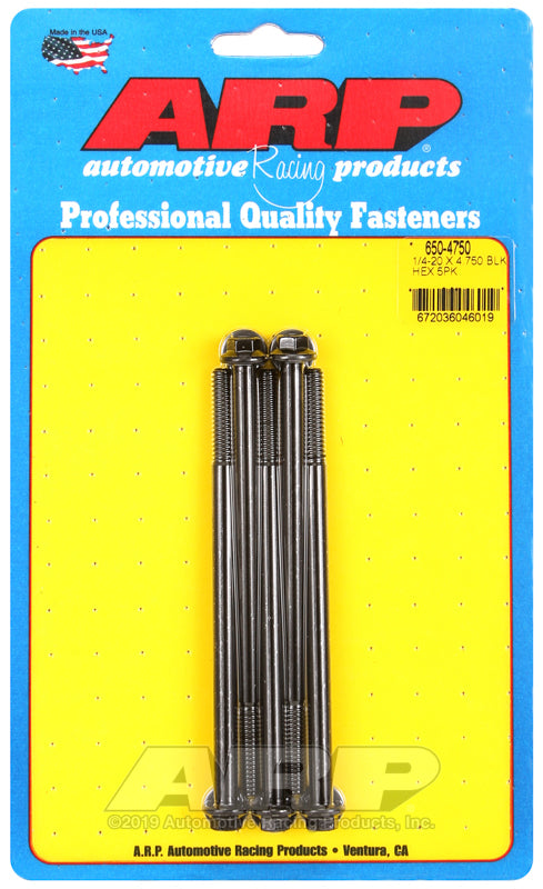 ARP 1/4-20 X 4.750 hex black oxide bolts - 650-4750 by ARP