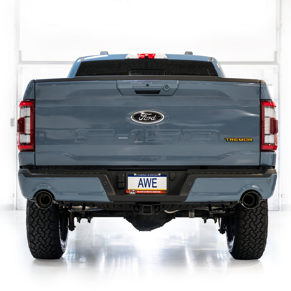 AWE Tuning 2021+ Ford F-150 Tremor (w/ Bumper Cutouts) 0FG Non-Resonated Catback -Diamond Black Tips - 3020-33402