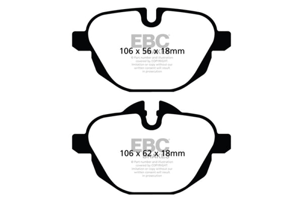 EBC 11+ BMW X3 2.0 Turbo (F25) Ultimax2 Rear Brake Pads - UD1473 for 2010-2023 BMW 5 Series - front view