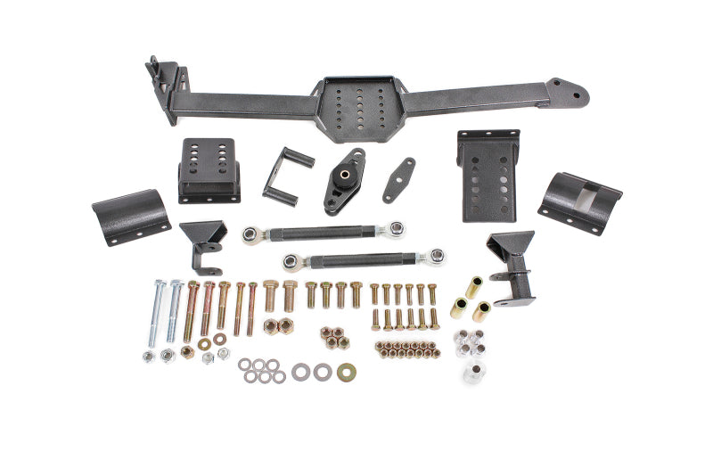 BMR 05-14 S197 Mustang Body Mount Watts Link Rod End/Poly w/ Adj. Axle Clamps - Black Hammertone - WL006H