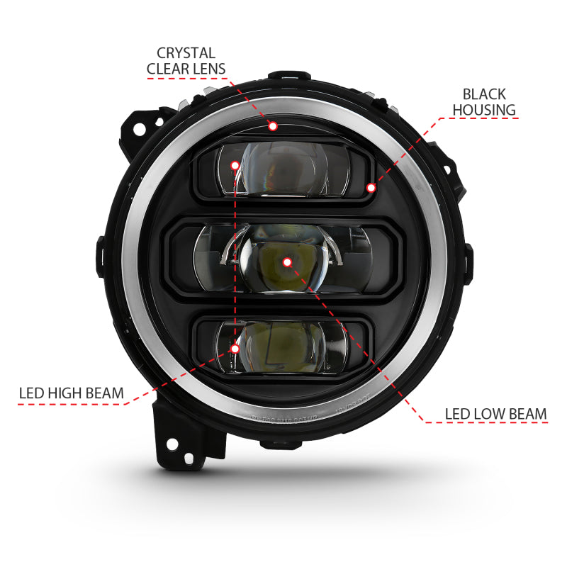 ANZO 2018-2023 Jeep Wrangler Full Led ProjectorH.L Black - 111466