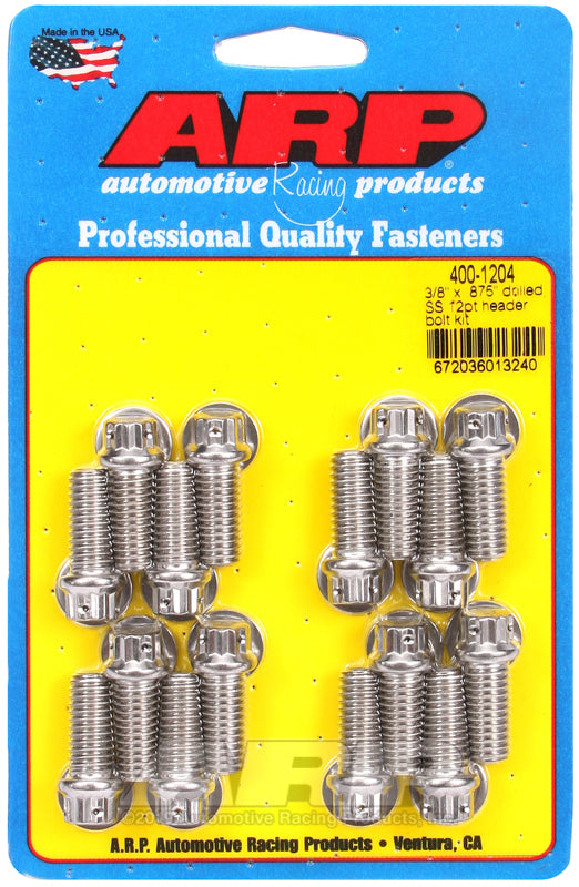 ARP 3/8 x .875 Drilled SS 12pt Header Bolt Kit - 400-1204