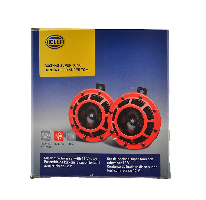 Hella Supertone Horn Kit 12V 300/500HZ Red - 003399801