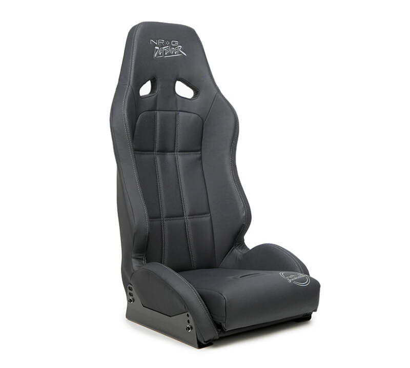 NRG Defender Water Resistant Steel Frame Suspension Seats Black w/ Black Trim & Yellow Embroidery - DF-100BK-S - front view