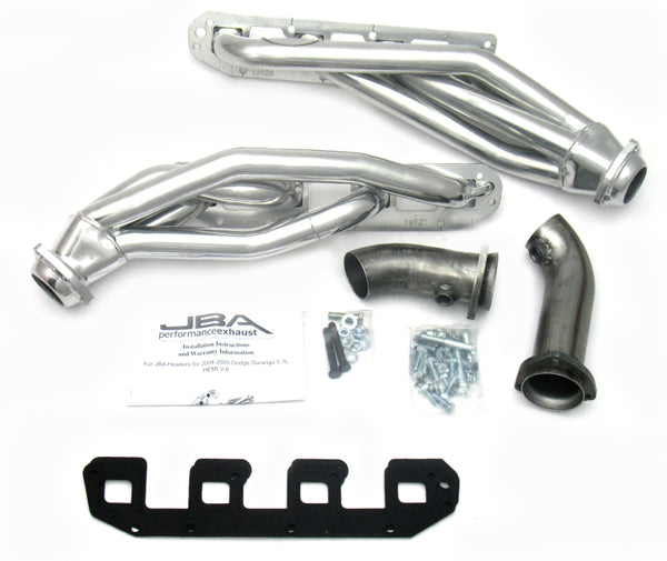 JBA 04-08 Dodge Durango 5.7L HEMI 1-5/8in Primary Silver Ctd Cat4Ward Header - 1962SJS for 2004-2008 Dodge Durango - front vi