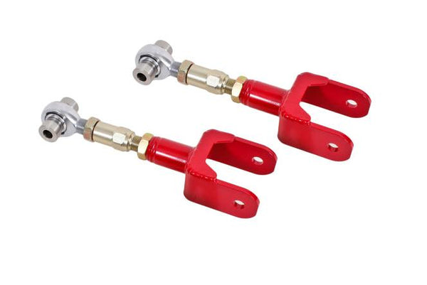 BMR 79-04 Fox Mustang Upper Control Arms On-Car Adj. Rod Ends - Red - UTCA041R for 1979-2004 Ford Mustang - front view