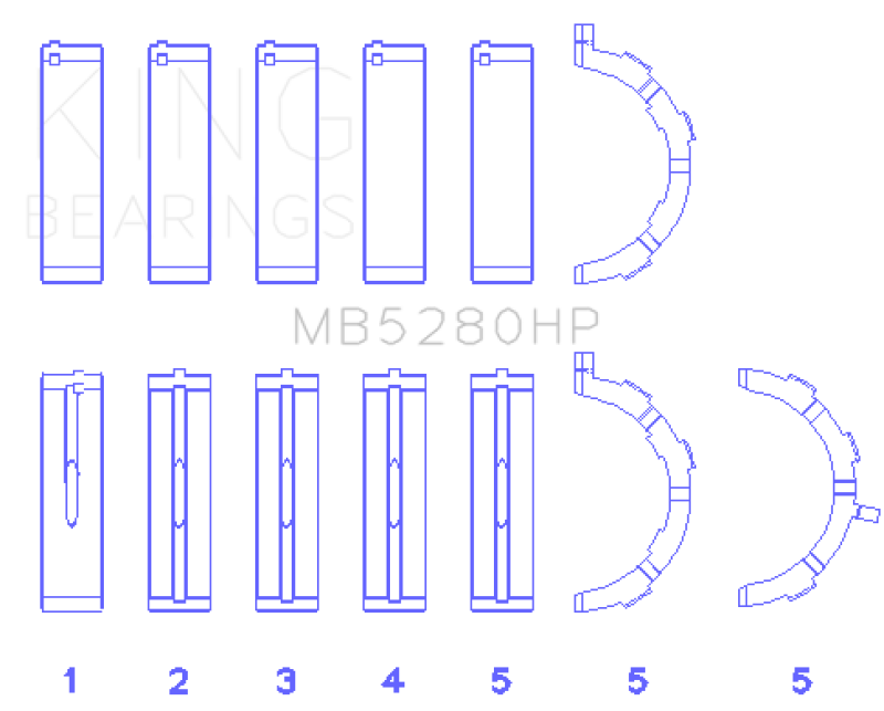 King Ford Prod. V8 4.6L/5.4L (Size 0.026) Performance Main Bearing Set - MB5280HP.026