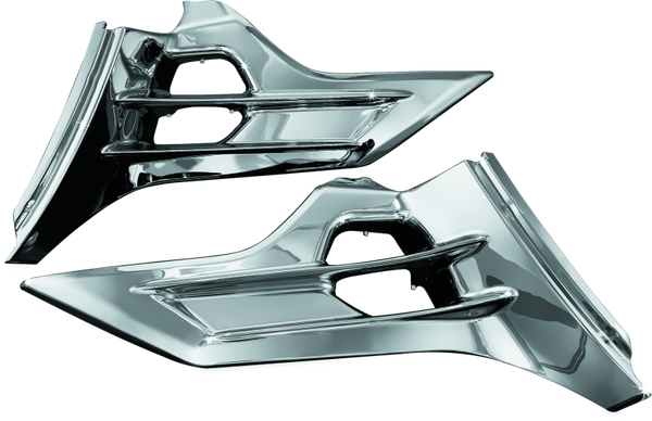 Kuryakyn Louvered Battery Box Covers 12-17 Honda GL1800 Chrome - 7368 - front view