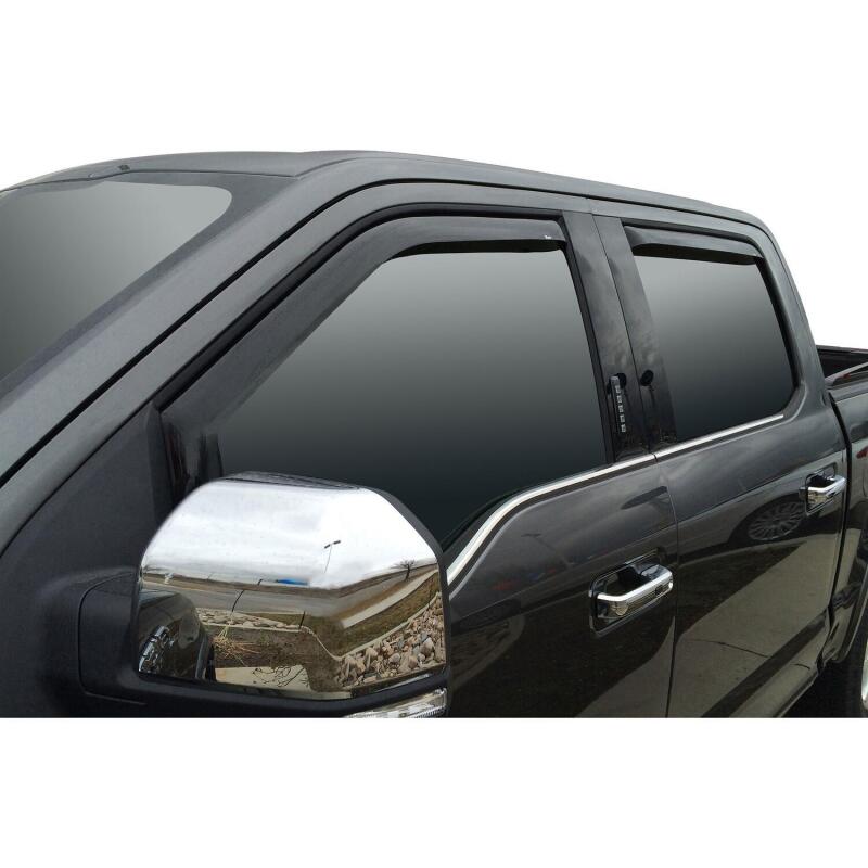 Westin 2015-2018 Ford F-150 SuperCrew Wade In-Channel Wind Deflector 4pc - Smoke - 72-37407