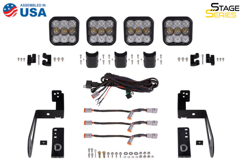 Diode Dynamics Jeep JK SS5 4-Pod CrossLink Grille Lightbar Kit Sport - Yellow Combo - DD7230