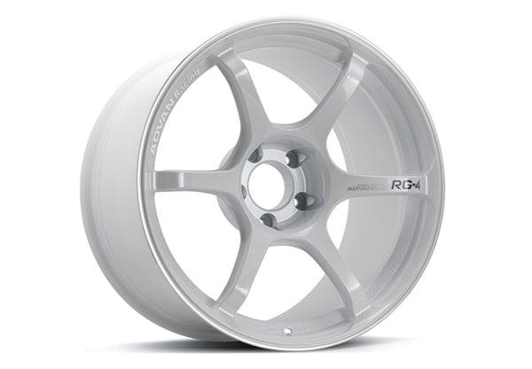 Advan RG-4 18x9 +25 5-114.3 Racing White Metallic & Ring Wheel - YA48I25EWMR by Advan