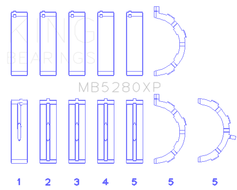 King Ford Prod. V8 4.6L/5.4L (Size .026) Performance Main Bearing Set - MB5280XP.026