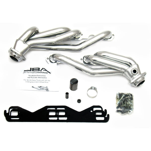 JBA 86-95 GM Truck 5.0L/5.7L SBC w/o A.I.R. 1-1/2in Primary Silver Ctd Cat4Ward Header - 1830SJS for 1986-1995 GMC C3500 - fr