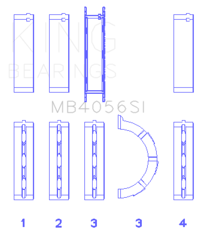 King Engine Bearings Ford 155 (Size +1.0mm) Main Bearing Set - MB4056SI1.0