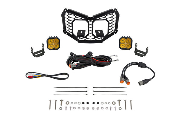 Diode Dynamics 17-24 Can-Am Maverick X3 Stage Series LED Grille Kit - Sport Yellow Fog - DD7881 for 2020-2024 Can-Am Maverick