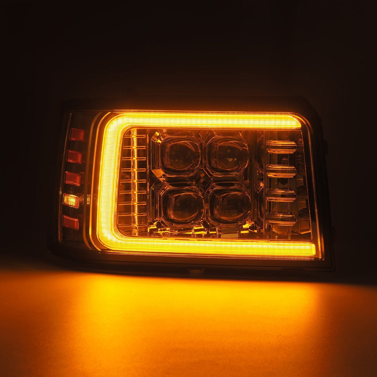 AlphaRex 92-96 Ford Bronco/F150 NOVA LED Proj Headlights Chrome w/ Activ. Light Seq. Sig and SB DRL - 880378 for 1992-1996 Fo