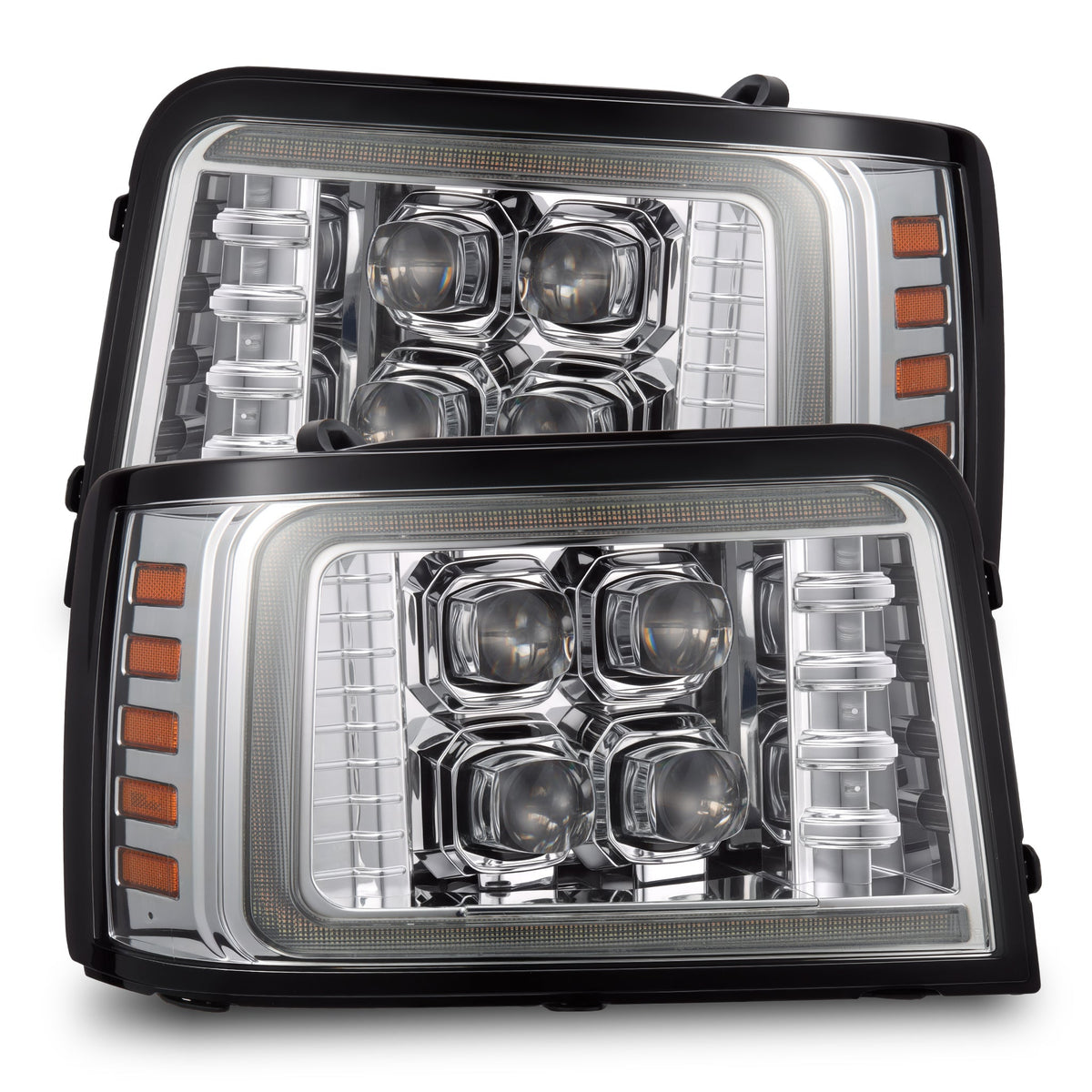 AlphaRex 92-96 Ford Bronco NOVA LED Proj Headlights Chrome w/ Activ. Light Seq. Signal and SB DRL - 880377 for 1992-1996 Ford
