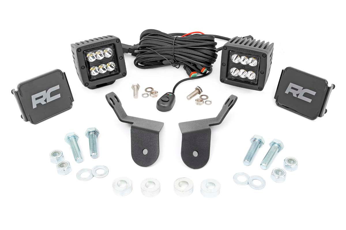 Rough Country - LED Light Kit - Cage Mount - 2" Black Pair - Honda Pioneer 1000 - 92009 by Rough Country - close-up