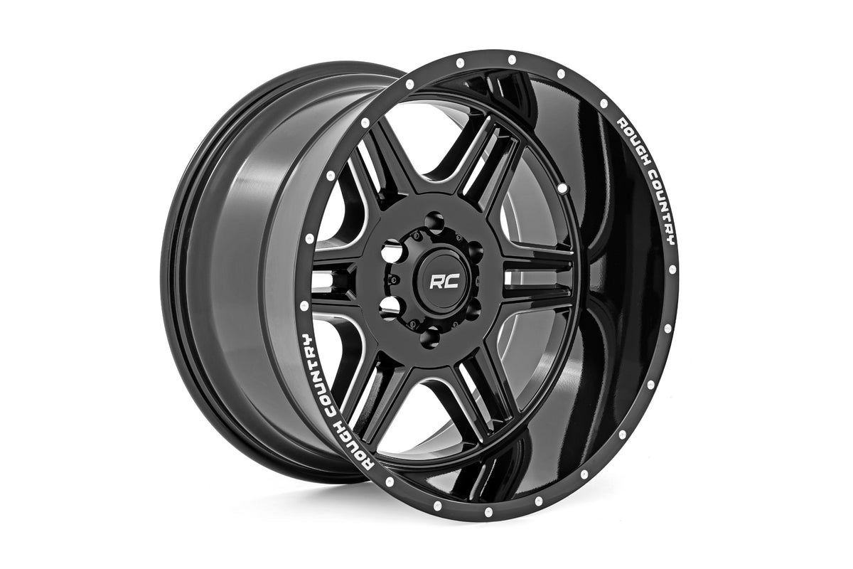 Rough Country 92 Series Wheel/Machined One-Piece/Gloss Black/20x12/8x6.5/-44mm - 92201210