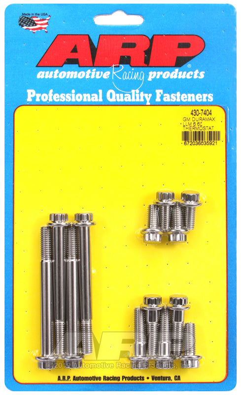 ARP GM Duramax LMM 6.6L 12PT SS (street) thermostat housing bolt kit - 430-7404