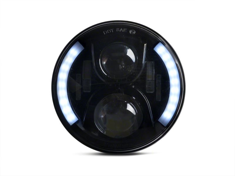 Raxiom 97-18 Jeep Wrangler TJ &amp; JK 6-LED Headlights w/ Partial Halo- Blk Housing (Clear Lens) - J135442