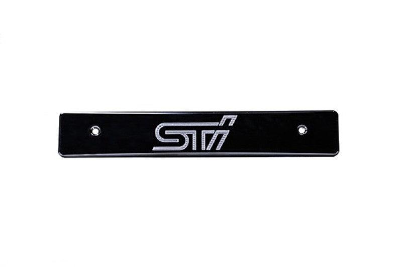 Turbo XS 08-14 Subaru WRX/STi Billet Aluminum License Plate Delete Black Machined STi Logo - WS08-LPD-BLK-STI
