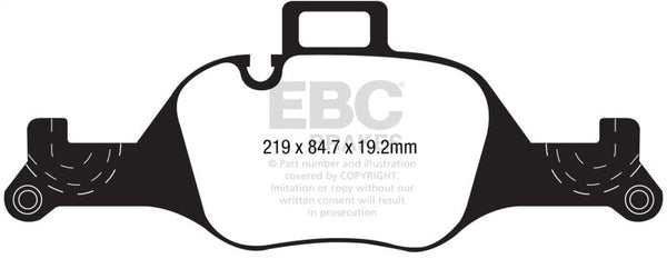 EBC 2017+ BMW 530 G30 Yellowstuff Front Brake Pads - DP42289R for 2019-2026 BMW X5 - front view