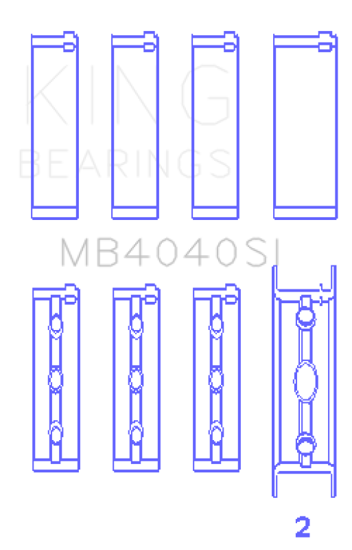 King Engine Bearings Chrysler 215 Ohv (Size +0.50mm) Main Bearing Set - MB4040SI0.5